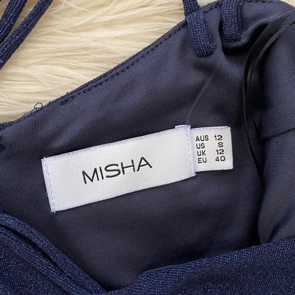 MISHA Collection Blue Metallic Sleeveless Strappy Veronika Cutout Midi Dress - Picture 12 of 13